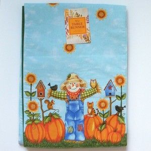 Harvest Table Runner Scarecrows 72 in. Autumn Fall Thanksgiving Home Decor